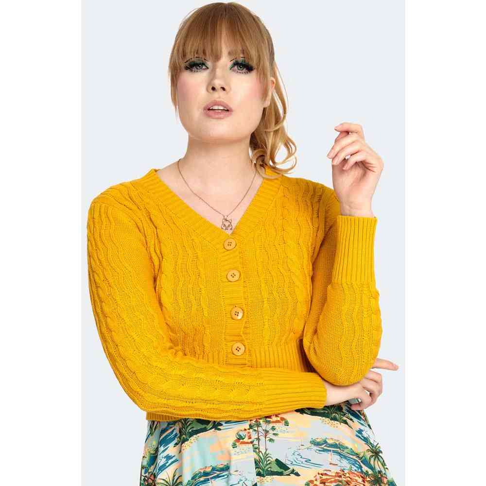 Voodoo Vixen - 40s Knit Cardigan - Yellow